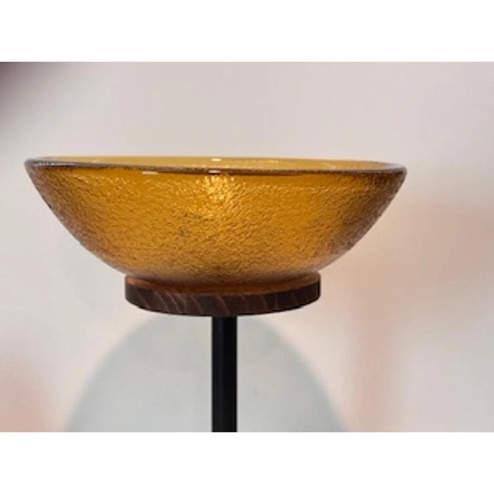Vintage Imperial Co. Amber‎ Glass Serving Bowl Textured Weighted Serveware